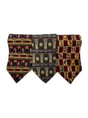 UNICEF Vintage Silk Ties Set Of 3 With Ancient & Historical Patterns: Greek Wine